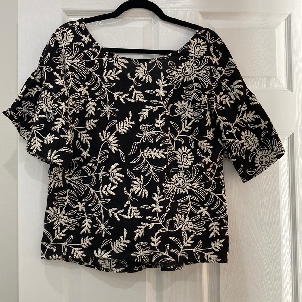 Black embroidered Anthropologie top